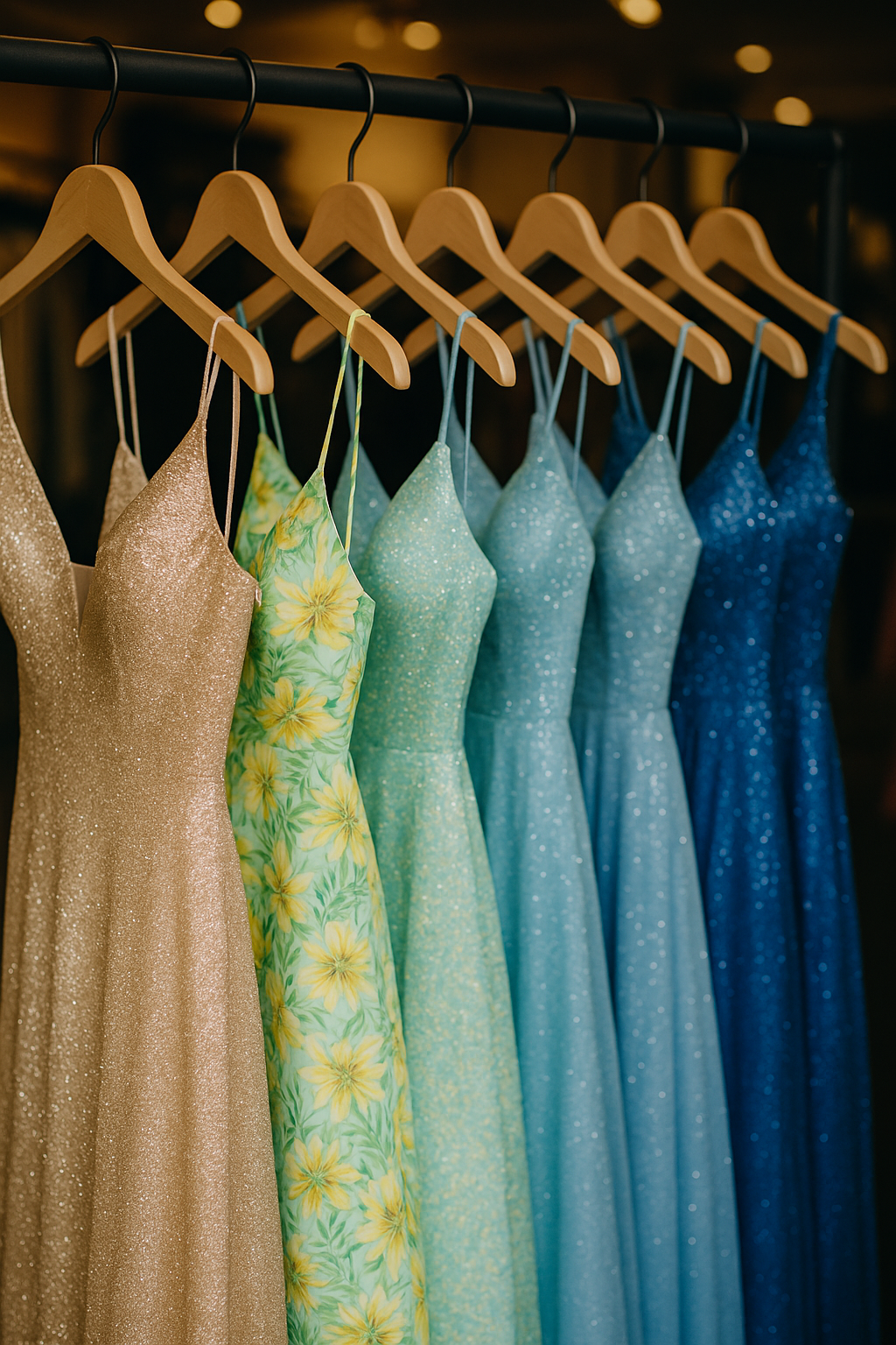 Prom dresses 2025 Pequot Lakes MN - Romantic floral and jewel tone formal gowns for Brainerd Lakes area high school proms at Bella's Dresser boutique